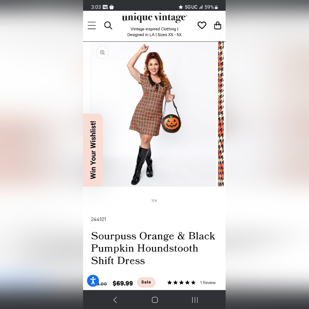 Sourpuss houndstooth Halloween shift dress